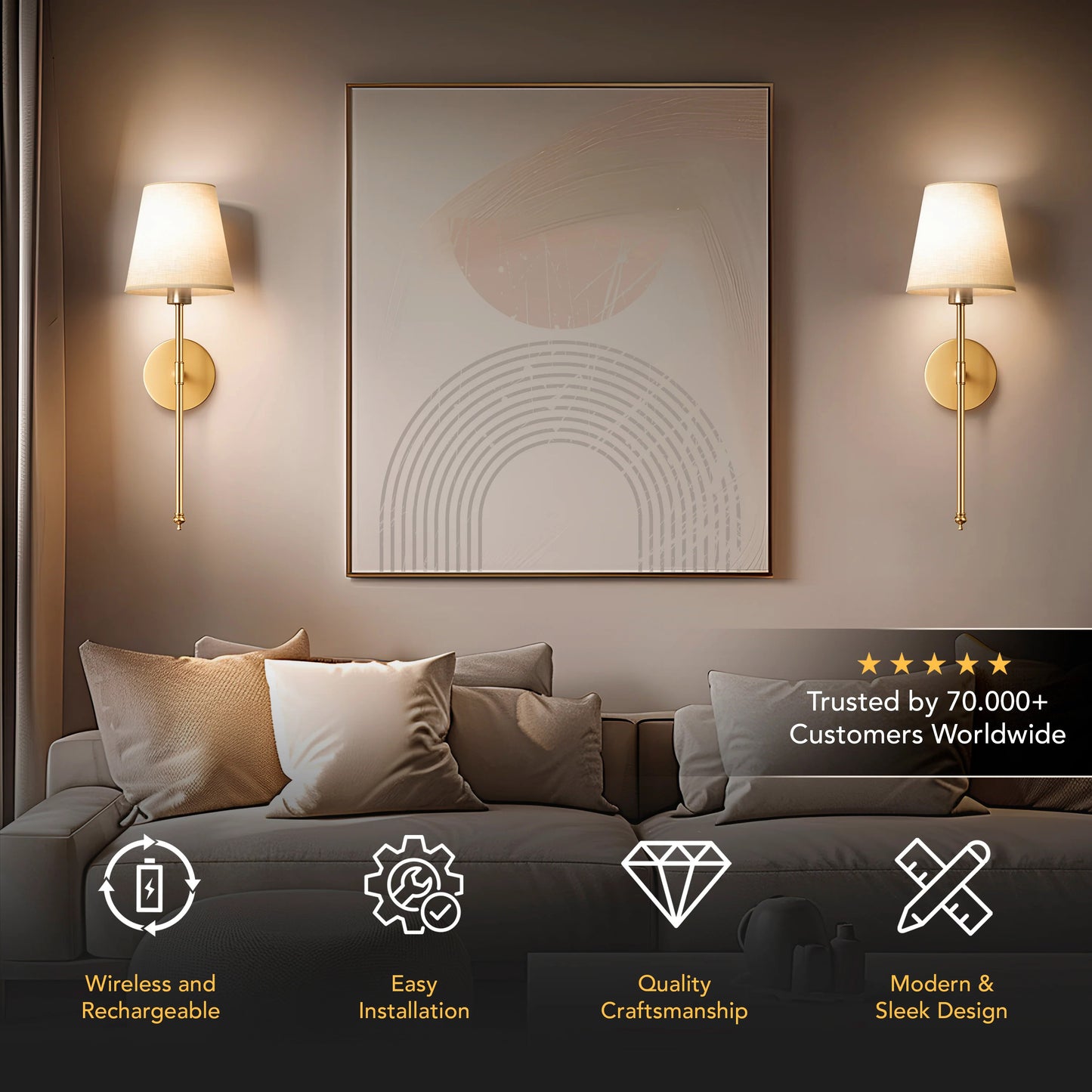 WIRELESS WALL SCONCES (SET OF 2)